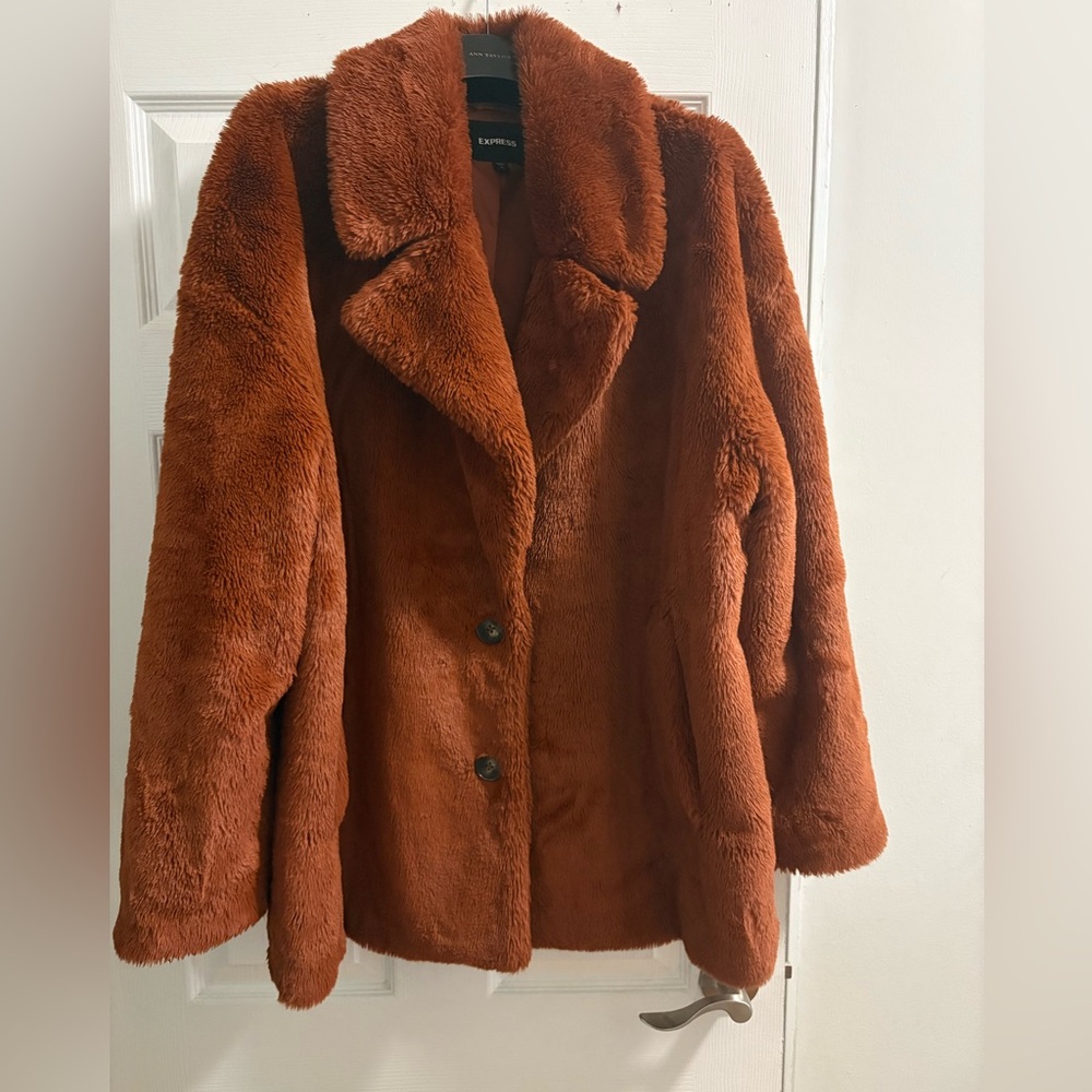 Express Teddy Jacket in Rich Rust